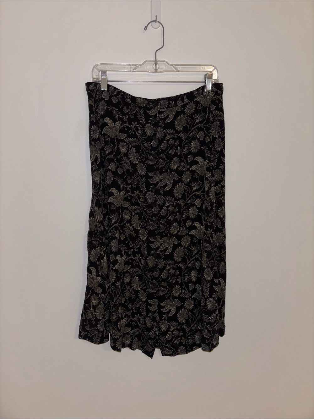Vintage Black Floral Midi Skirt